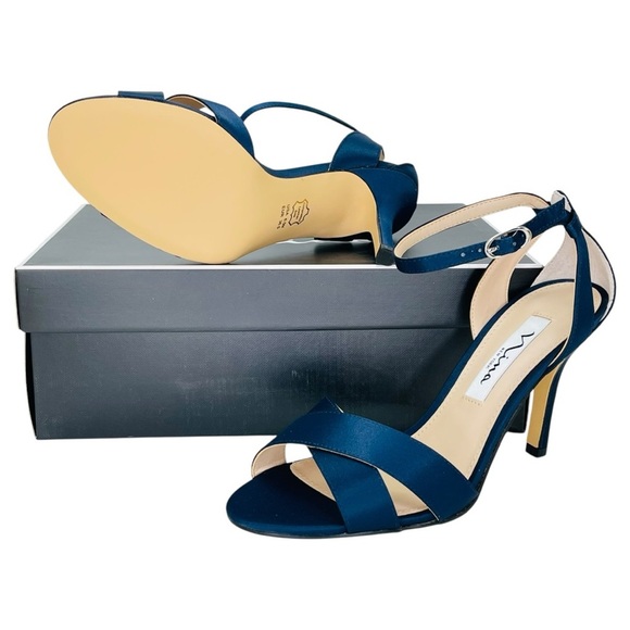 Nina Venus Navy Satin Womens Heels Size 6.5M - Picture 11 of 13
